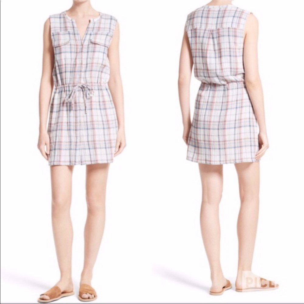 Soft Joie Tawna Drawstring Shirt Plaid Dress